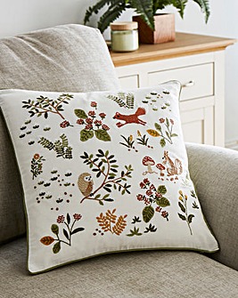 Forest Friends Embroidered Cushion