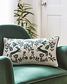 Embroidered Rabbit Boudoir Cushion