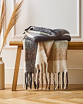 Faux Mohair Checked Throw