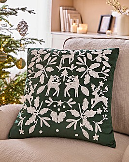 Embroidered Woodland Cushion