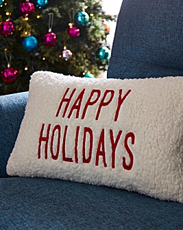 Happy Holidays Cuddle Fleece Cushion