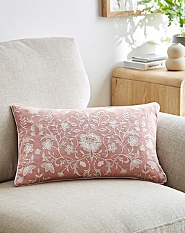 Iris Embroidered Floral Boudoir Cushion