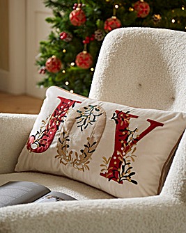 Joy Embroidered Velvet Boudoir Cushion