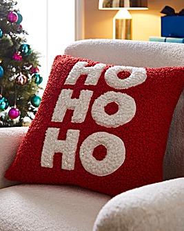 Sparkle Fleece Ho Ho Ho Cushion