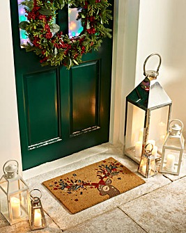 Festive Reindeer Coir Doormat