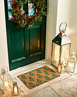 Festive Trees Coir Doormat