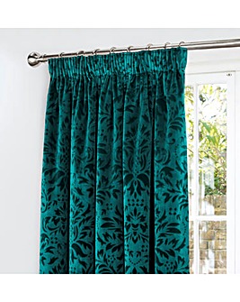 Taylor Damask Velour Pencil Pleat Thermal Curtains