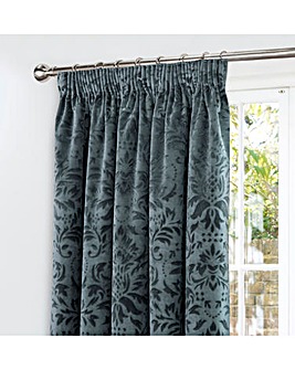 Taylor Damask Velour Pencil Pleat Thermal Curtains