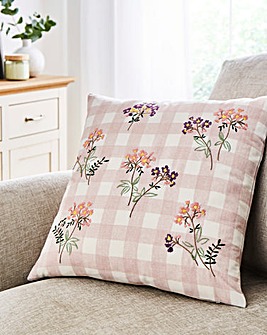 Willow Embroidered Checked Cushion