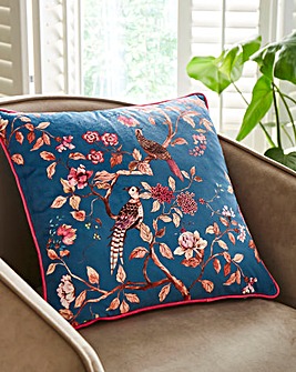 Oriental Birds Velvet Printed Cushion