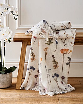 Pressed Floral Faux Mohair Throw