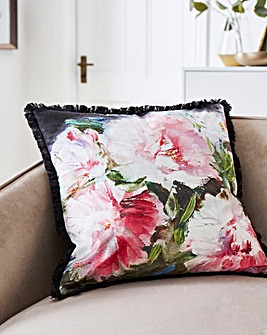 Watercolour Floral Printed Velvet Cushion