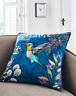 Velvet Printed Hummingbird Cushion