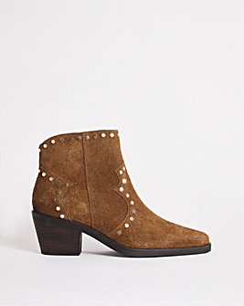 Pesaro Suede Studded Western Ankle Boots Wide Fit