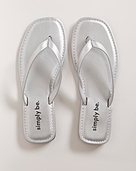 Porta Metallic Toe Post Classic Flat Sandals Wide Fit Simply Comfort