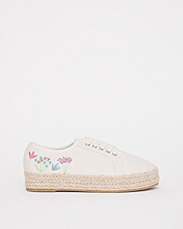 Kira Embroidered Espadrilles Ex Wide Fit