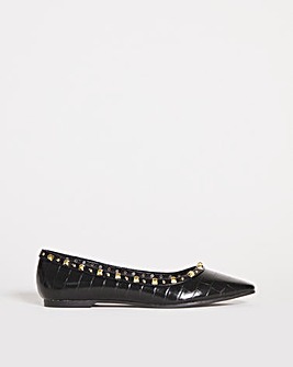 Hezzy Studded Ballerina Shoes Ex Wide Fit