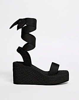Ribbon Espadrille Wedge Sandals Wide Fit