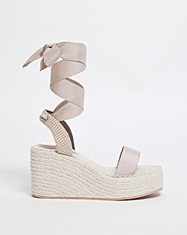 Letty Ribbon Ankle Tie Espadrille Wedge Sandals Wide Fit
