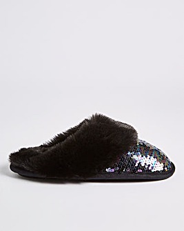 Sequin Mule Slippers Wide Fit