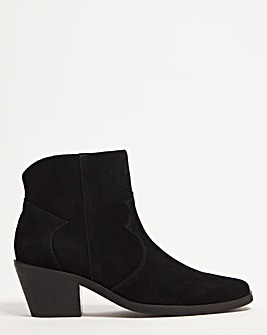 Western Heeled Ankle Boots Ex Wide Fit