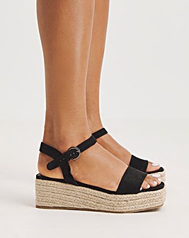 Daria Square Toe Espadrille Flatform Sandals Wide Fit