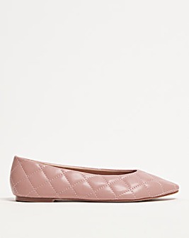 Draconia Quilted Square Toe Ballerina ExWide Fit