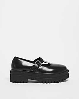 Venice T Bar Chunky Flatform Shoes Ex Wide Fit