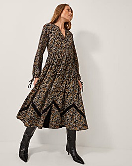 Monsoon Mabel Floral Jersey Midi Dress