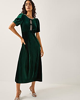 Monsoon Celeste Bow Velvet Midi Dress
