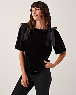 Monsoon Vittoria Bow Velvet T-Shirt