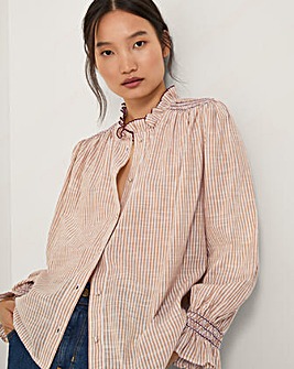 Monsoon Maeve Ruffle Stripe Shirt