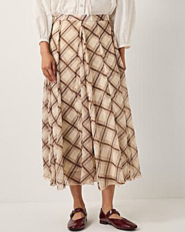 Monsoon Chelsea Check Print Midi Skirt