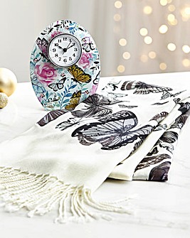 Black and White Butterfly Scarf