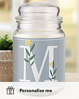 Floral Initial Candle Jar