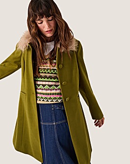 Monsoon Beatrice Faux Fur Collar Coat