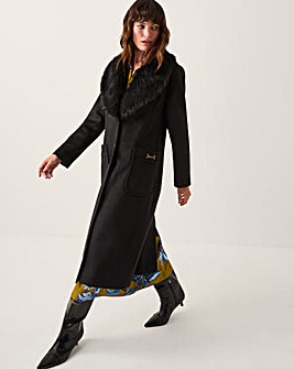 Monsoon Fearne Faux Fur Collar Long Coat
