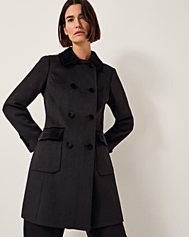 Monsoon Lottie Velvet Trim Coat