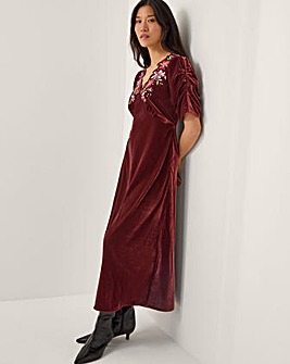 Monsoon Josie Floral Velvet Midi Dress