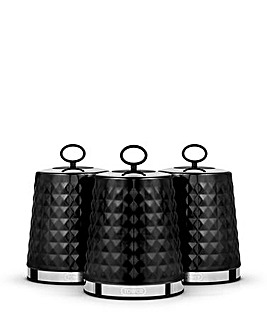 Tower Solitaire Set of 3 Canisters-Black