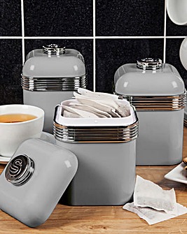 Swan Retro Set of 3 Canisters Grey