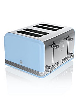 Swan Retro 4 Slice Blue Toaster