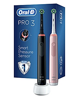 VALUE DUO PACK Oral-B Pro 3 3900 Black and Pink Electric Toothbrush Set