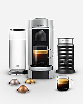 Nespresso 11388 Vertuo Plus Silver Capsule Coffee Machine with Aeroccino Magimix