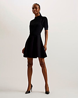 Ted Baker Textured Knit Skater Dress With Collar