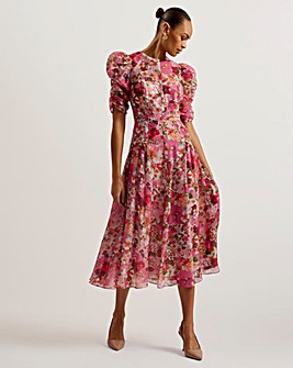 Ted Baker Botani Puff Sleeve Midi Dress