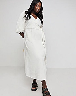 Nobody's Child Cream Reagn Wrap Midi Dress