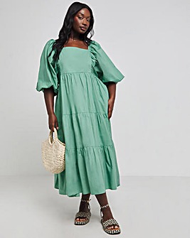 Nobody's Child Green Ruby Smock Midi Dress