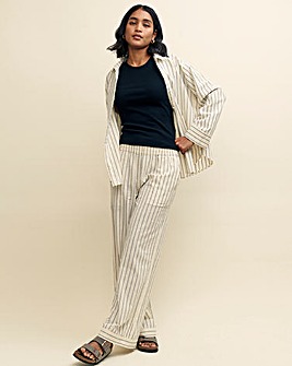 Nobody's Child Cream Pinstripe Wide Leg Trousers