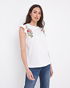 Julipa Embroidered Frill sleeve T-Shirt